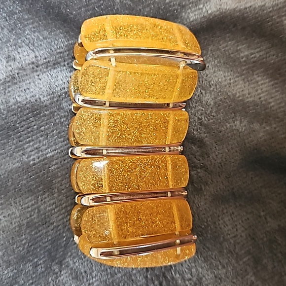 Elastic stretchy sparkly Lucite & silver bracelet vintage - Picture 1 of 3